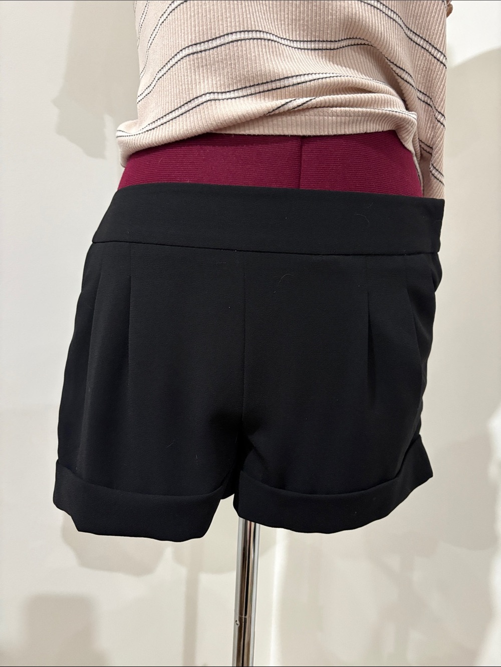 Express Black High-Waist Women's Shorts with Folded Hem